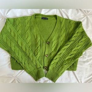 Like new lime, green cropped cardigan sweater women’s large